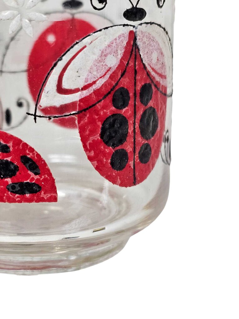 Vintage 1960s Ladybug Juice Glass Red