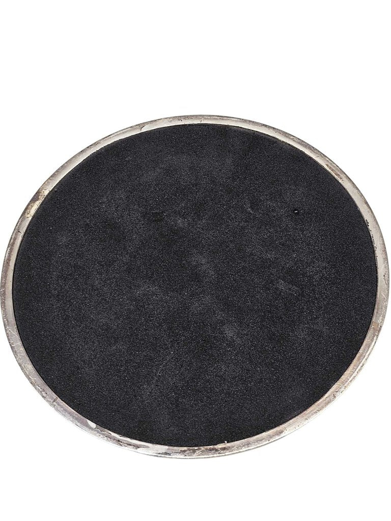 Vintage Silver Rimmed Etched Mirror Plate Coaster