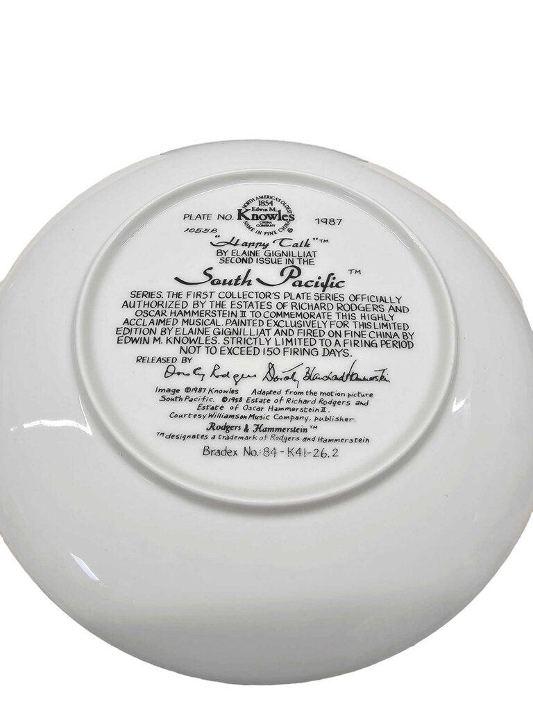 South Pacific "Happy Talk" Collectors Plate! 1987