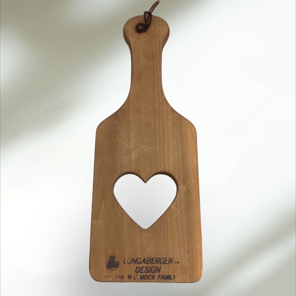 Longaberger Design Wooden Paddle with Heart