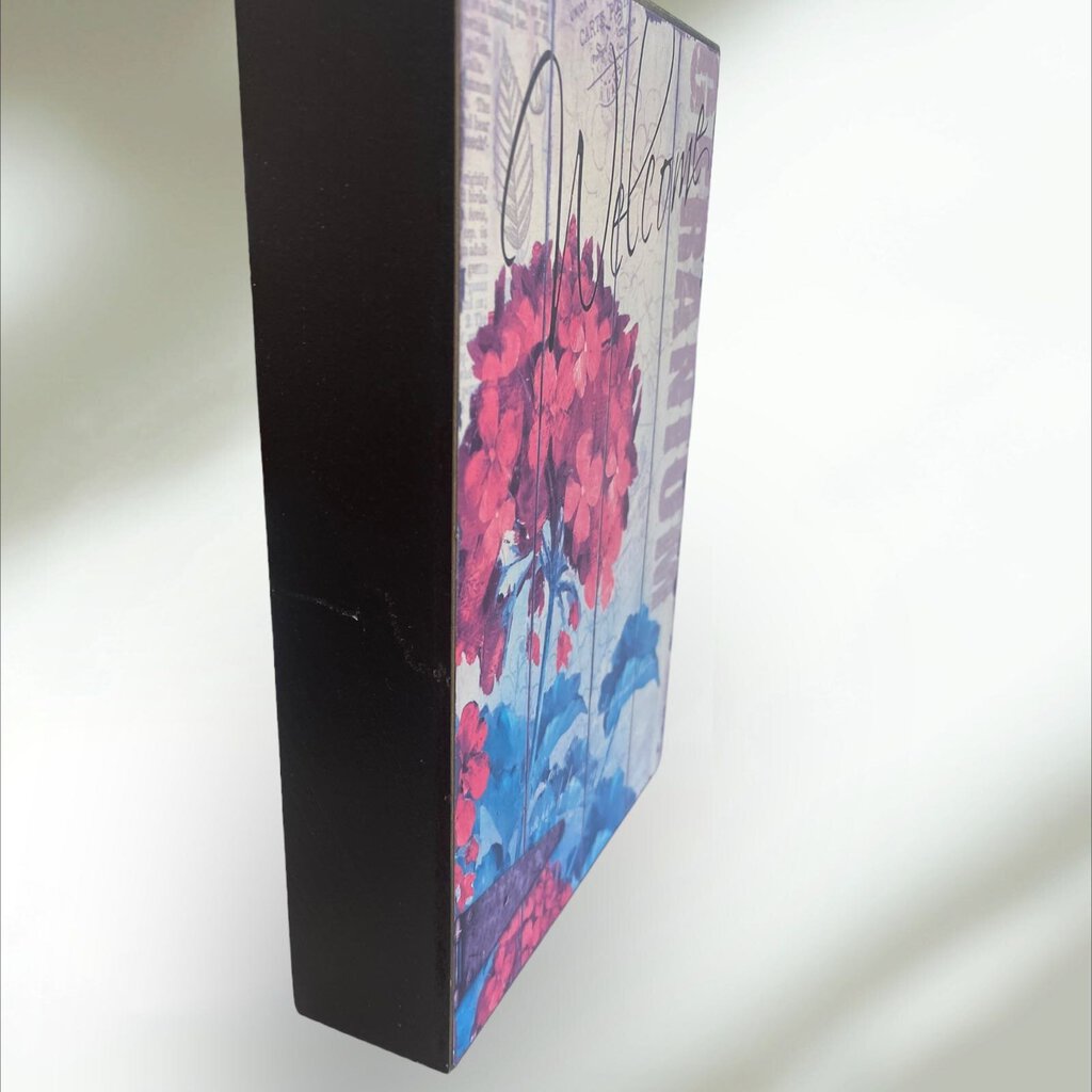 Floral Welcome Printed Pressed Board Sign 6"x8"