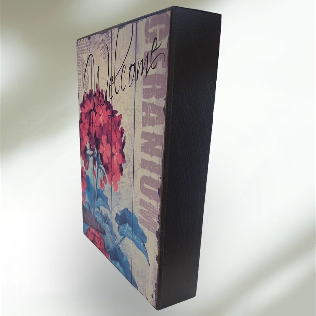 Floral Welcome Printed Pressed Board Sign 6"x8"