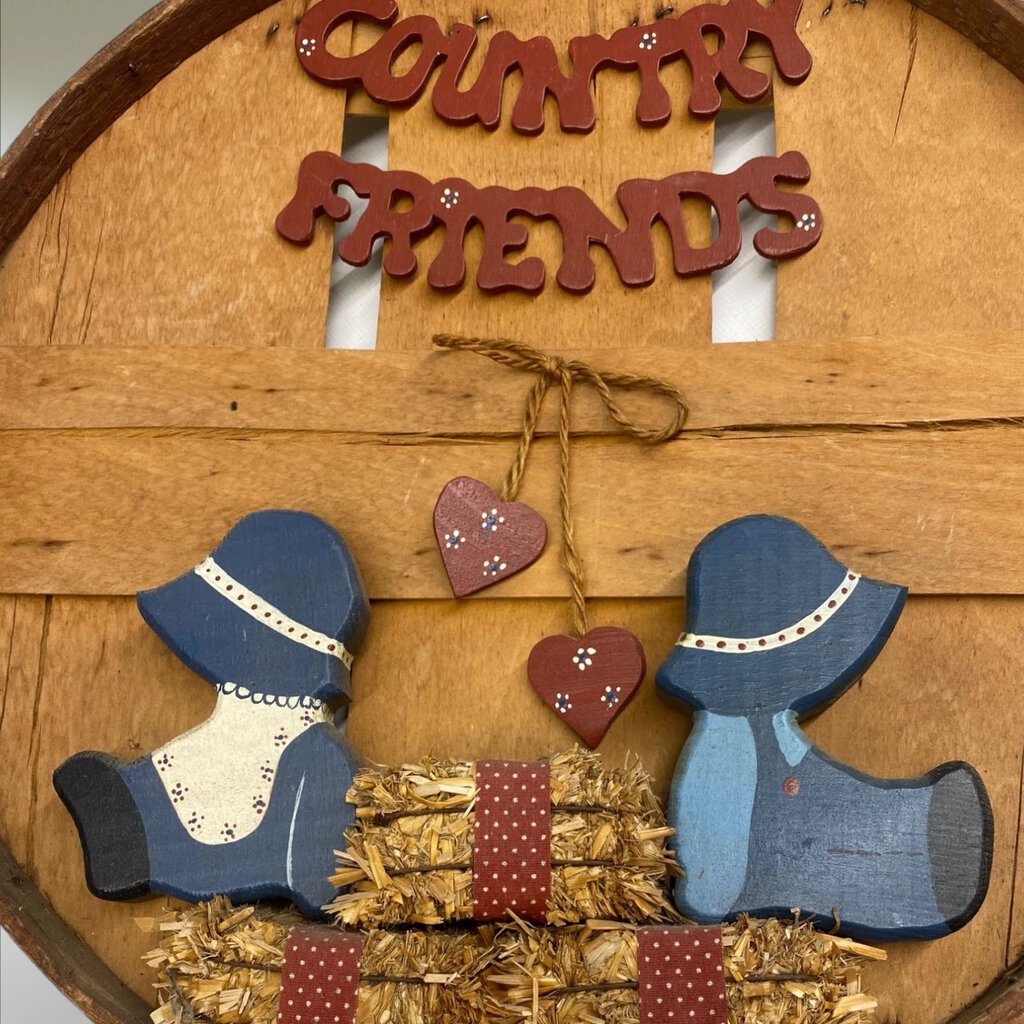 Vintage Country Friends Wooden Wall Art 17.5" Wide 15"Tall