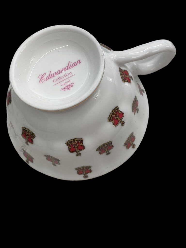 Vintage Edwardian Collection England Bone China Tea Cup and Saucer Set Gold Trim