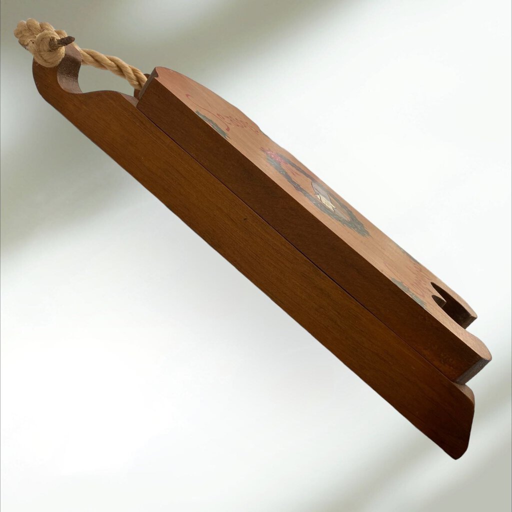Seasons Greetings Wooden Sled wall Art 15" Tall 5.5" Wide 2" Thick