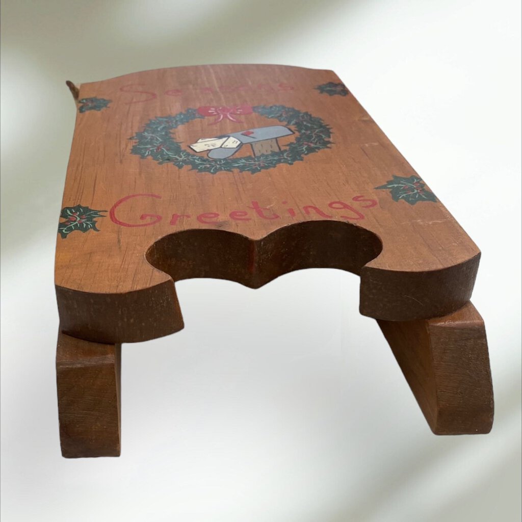 Seasons Greetings Wooden Sled wall Art 15" Tall 5.5" Wide 2" Thick