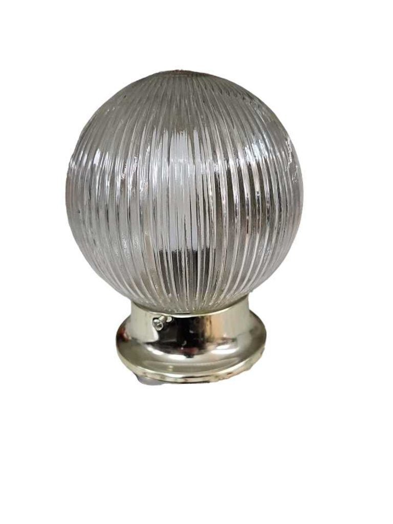 Vintage Flush Mount Light Fixture Ceiling Vanity Clear Glass Ribbed Shade