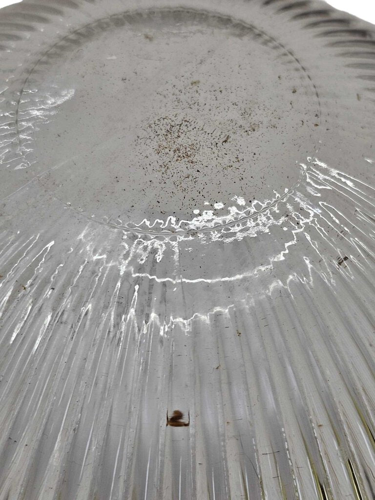 Vintage Flush Mount Light Fixture Ceiling Vanity Clear Glass Ribbed Shade