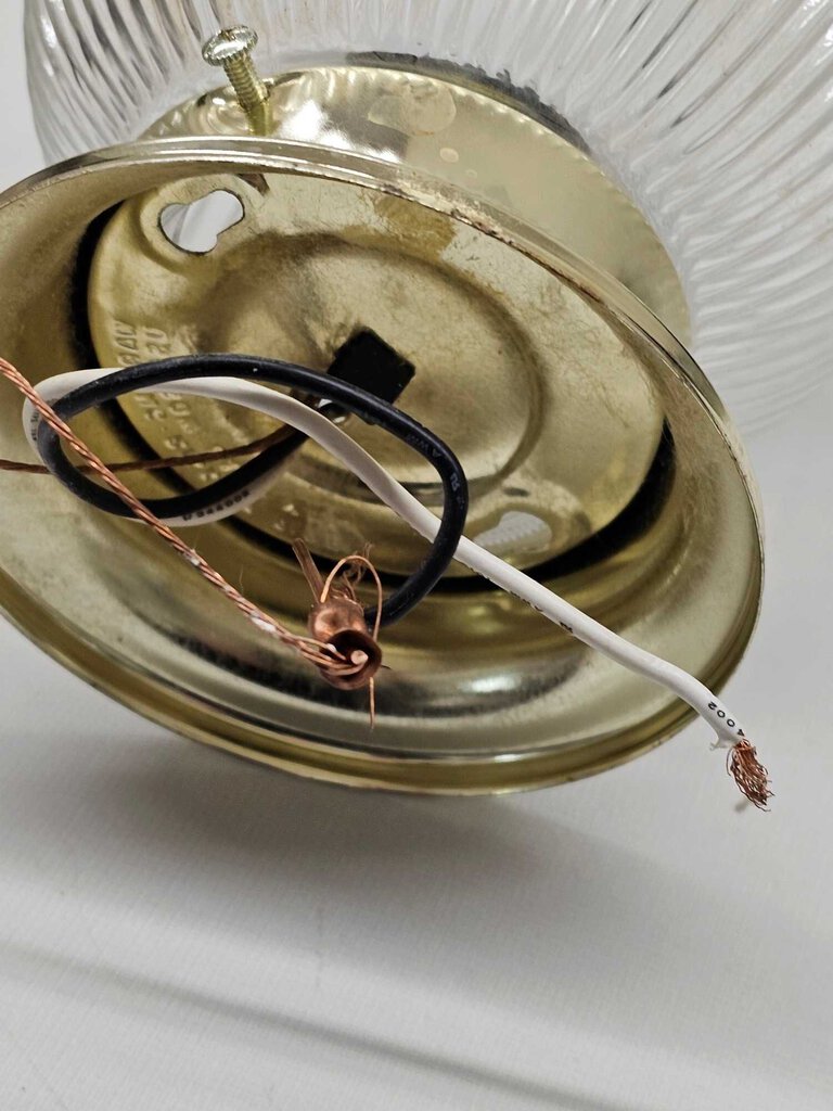 Vintage Flush Mount Light Fixture Ceiling Vanity Clear Glass Ribbed Shade