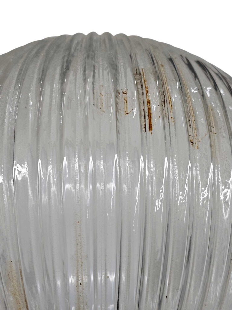 Vintage Flush Mount Light Fixture Ceiling Vanity Clear Glass Ribbed Shade