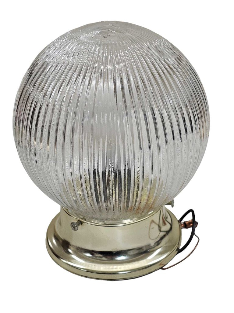 Vintage Flush Mount Light Fixture Ceiling Vanity Clear Glass Ribbed Shade