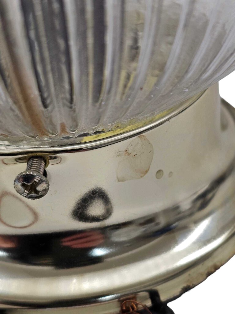 Vintage Flush Mount Light Fixture Ceiling Vanity Clear Glass Ribbed Shade