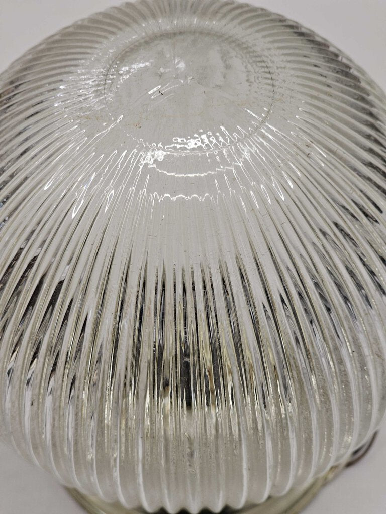 Vintage Flush Mount Light Fixture Ceiling Vanity Clear Glass Ribbed Shade