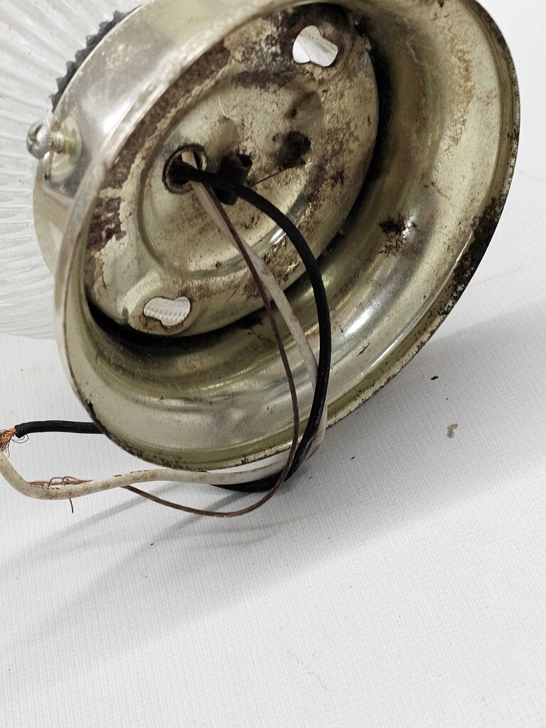 Vintage Flush Mount Light Fixture Ceiling Vanity Clear Glass Ribbed Shade