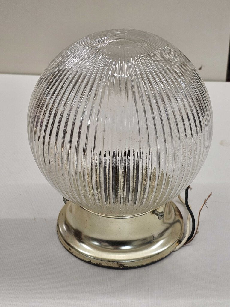 Vintage Flush Mount Light Fixture Ceiling Vanity Clear Glass Ribbed Shade