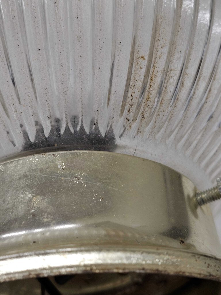 Vintage Flush Mount Light Fixture Ceiling Vanity Clear Glass Ribbed Shade