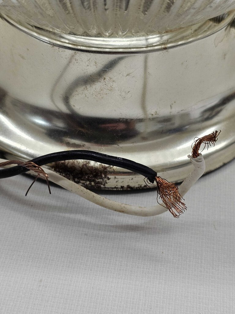 Vintage Flush Mount Light Fixture Ceiling Vanity Clear Glass Ribbed Shade