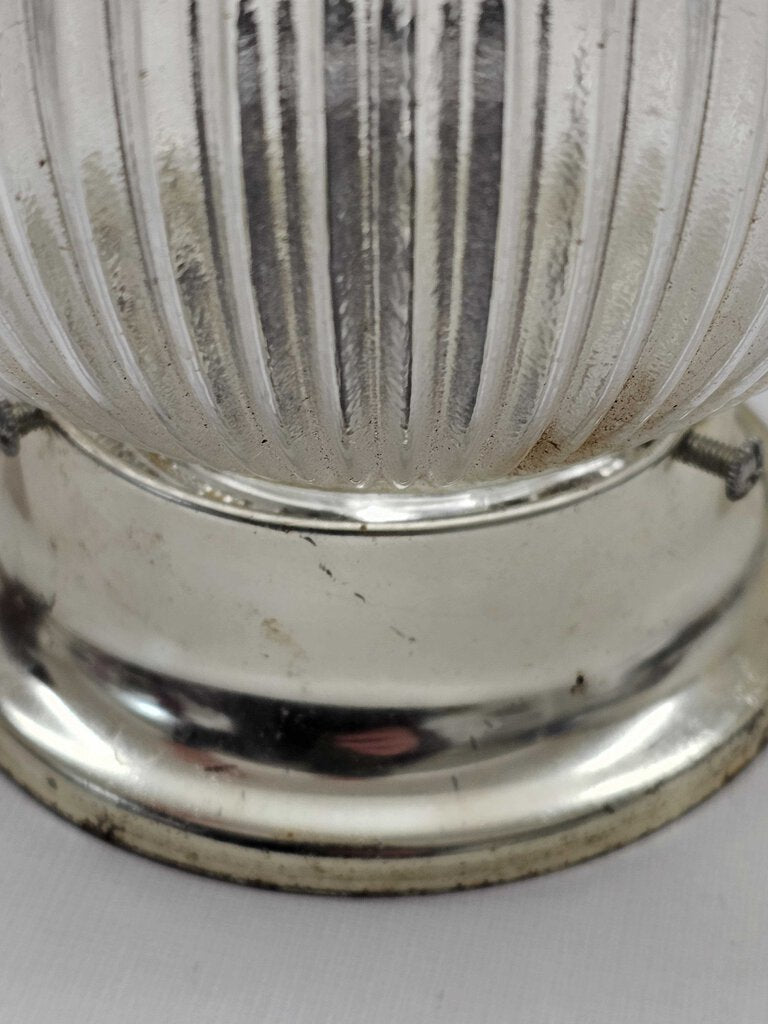 Vintage Flush Mount Light Fixture Ceiling Vanity Clear Glass Ribbed Shade