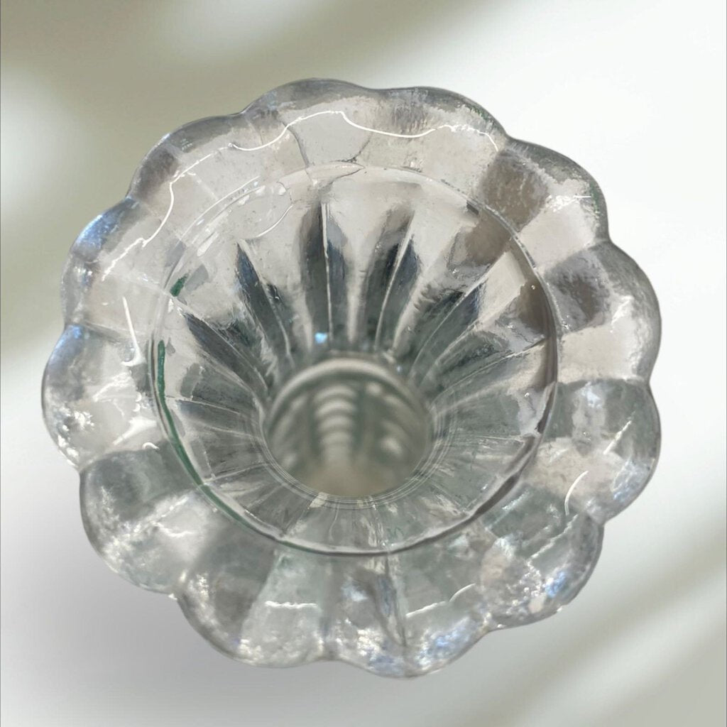 Vintage Anchor Hocking Clear Cut Glass Bud Vase Stars & Bars Starurst 9" Tall