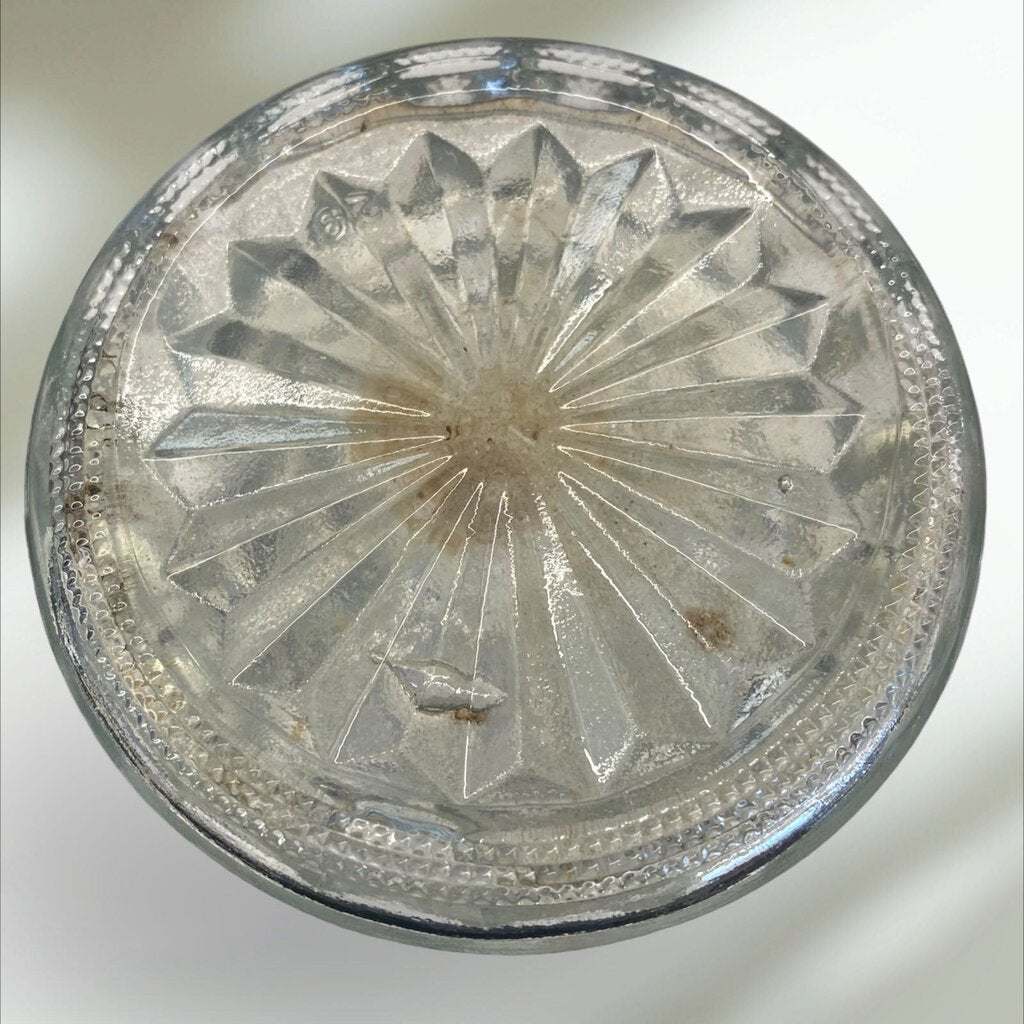 Vintage Anchor Hocking Clear Cut Glass Bud Vase Stars & Bars Starurst 9" Tall