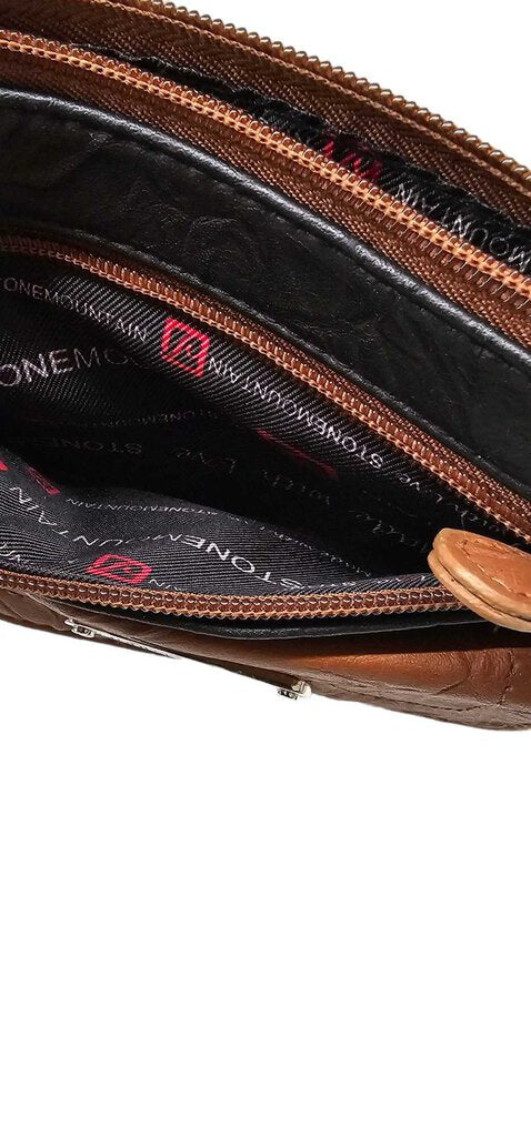 Stone Mountain Genuine Leather Small Handbag Purse USA Brown Black